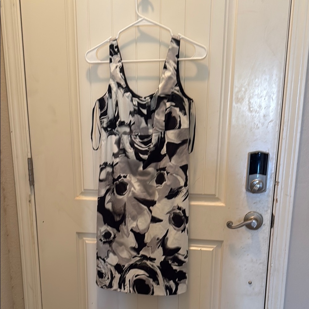 New York & Company Black and White Sleeveless Halter Sheath Mini Dress